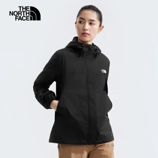 【The North Face 官方旗艦】北面女款黑色DryVent防水透氣連帽衝鋒衣｜5K2X4H0(外套)