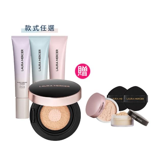 【LAURA MERCIER 蘿拉蜜思】零補妝雙色氣墊凝露組(煥顏凝露30ml+煥顏無瑕光采氣墊粉餅)