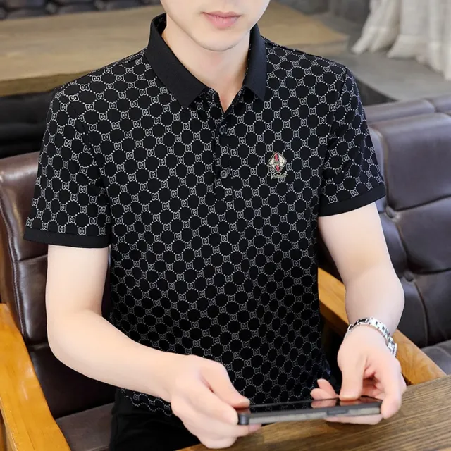 【巴黎精品】極速出貨 POLO衫短袖上衣(潮流印花純棉休閒男上衣3色a1cf18)