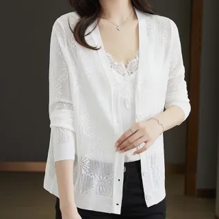 【巴黎精品】現貨 限搶!針織外套長袖毛衣(冰絲薄款提花防曬女外套5色m1ab29 2E)