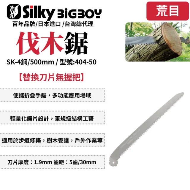 【Silky 喜樂】替換刀片無握把 500mm伐木鋸404-50(伐木鋸 伐木 合鋸 silky鋸子 折合鋸 折疊鋸)