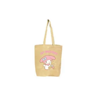 【小禮堂】雙11 Sanrio 三麗鷗 黃麻肩背手提袋 15L  經典圖案款 Kitty 美樂蒂 酷洛米 大耳狗(平 