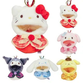 【小禮堂】雙11 Sanrio 三麗鷗 絨毛造型玩偶裝  格紋玫瑰 偶像應援 Kitty 美樂蒂 布丁狗 大耳狗(