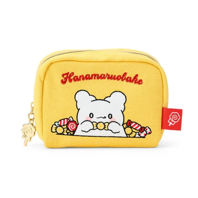 【小禮堂】Sanrio 三麗鷗 花丸 棉質拉鍊化妝包 甜蜜糖果(平輸品)