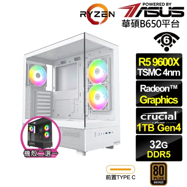 【華碩平台】R5六核{法那斯N5BC}文書電腦(R5 9600X/B650/32G D5/1TB/WIFI)