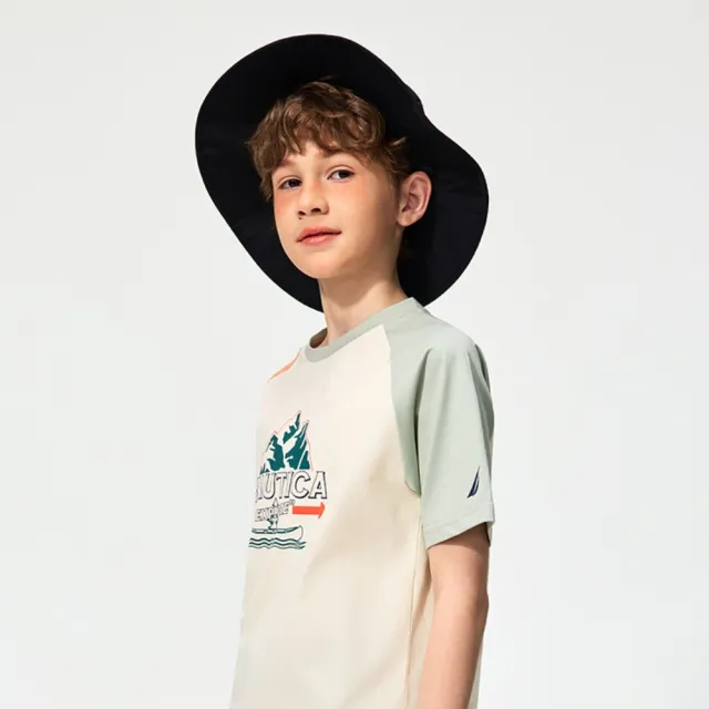 【NAUTICA KIDS】米雙色袖涼感抑菌T恤6-18歲 N4840313(Nautica kids 涼感抑菌T恤)