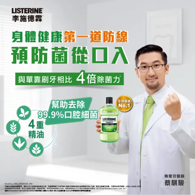 【Listerine 李施德霖】綠茶防蛀/溫潤綠薄荷無酒精/薄荷/原味漱口水(750ml)
