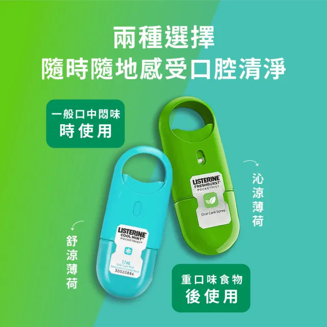 【Listerine 李施德霖】速效口腔清新噴霧7.7ml(舒涼薄荷/沁涼薄荷)