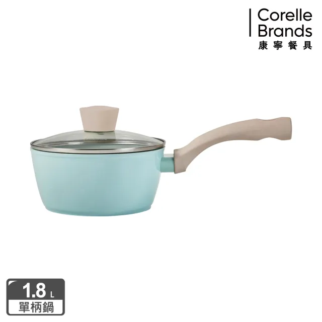 【CorelleBrands 康寧餐具】鈦輕量不沾雙鍋組-IH爐可用(單柄鍋18cm含鍋蓋+平煎鍋24cm)