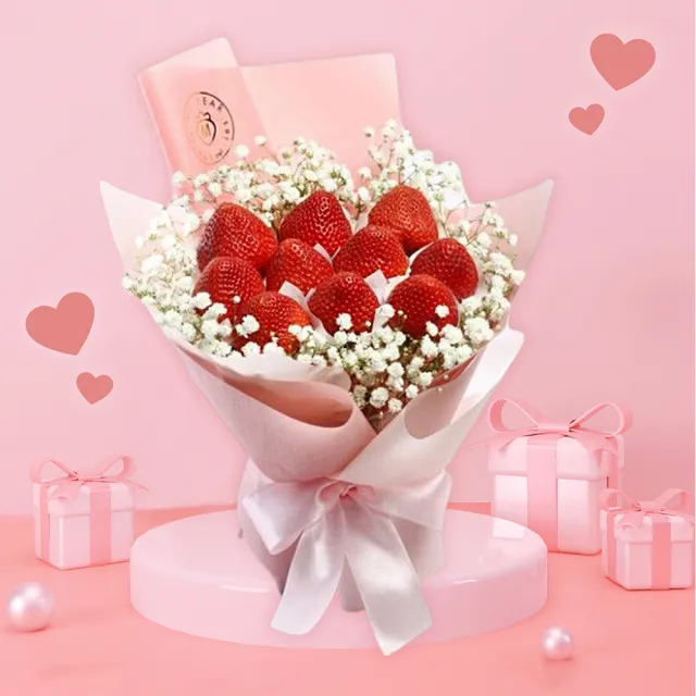 【MyDearStrawberries】Summer love 粉色草莓花束小型(水果花束/情人節/告白/生日禮物/超人氣花束/草莓)