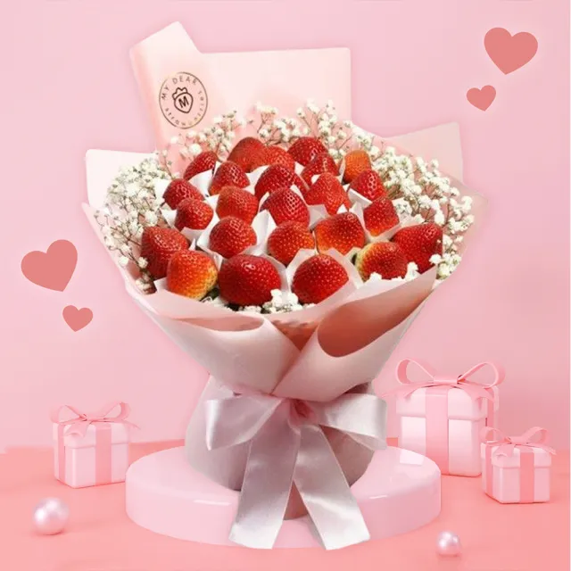 【MyDearStrawberries】Summer love 粉色草莓花束大型(水果花束/情人節/告白/生日禮物/超人氣花束/草莓)