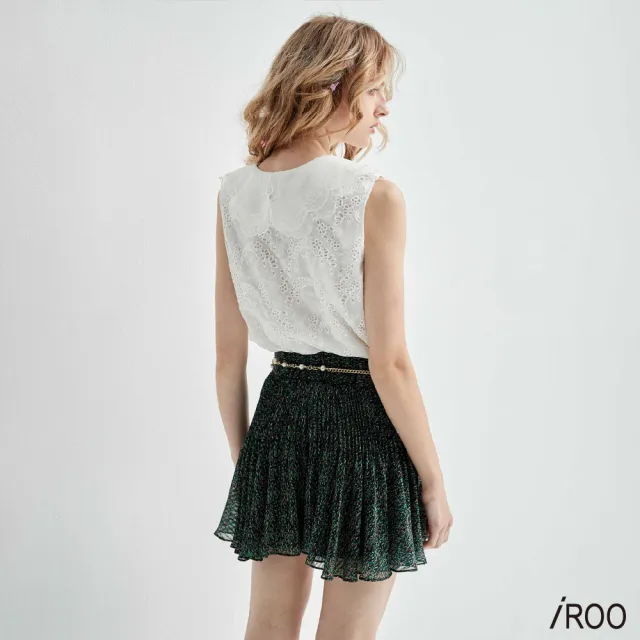 【iROO】甜椒花印花雪紡短褲裙