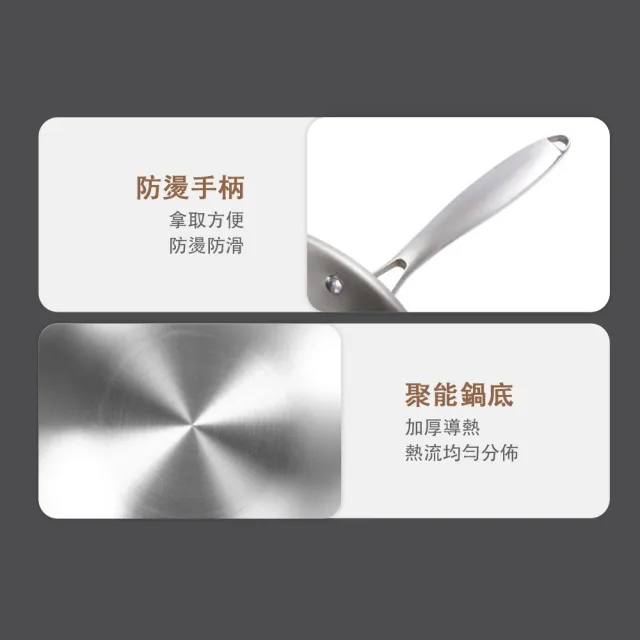 【TAMZU 潭祖】32cm不鏽鋼炒鍋 家用炒菜鍋 平底煎炒鍋(深油炸鍋 無塗層不粘鍋 無油煙燃氣爐電磁爐通用)