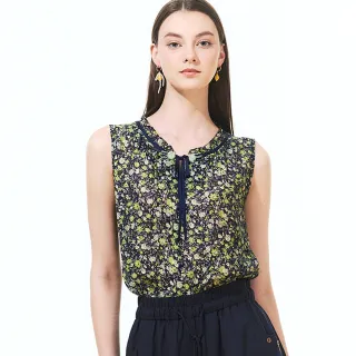 【TOWN’WEAR 棠葳】天絲棉涼感碎花無袖上衣(中大尺碼/女上衣/女上著/棉質/背心/滿版/透膚/輕薄)