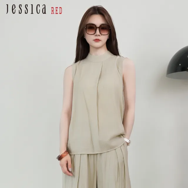 【Jessica Red】輕薄舒適氣質通勤小立領無袖上衣R53303