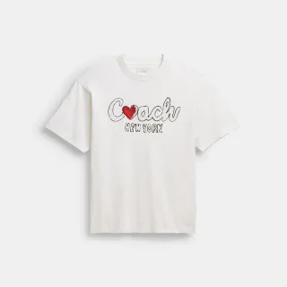 【COACH】蔻馳官方直營 愛心圖樣休閒 T-SHIRT-白色(CBE91)