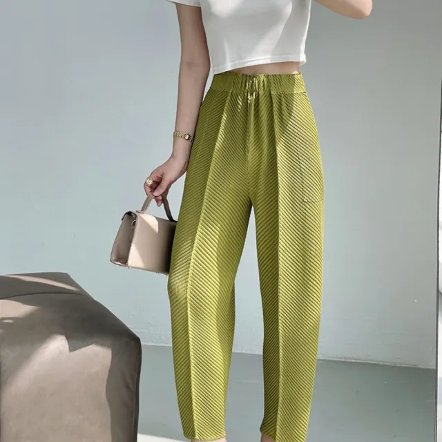 【巴黎精品】現貨+預購 三宅風皺褶衣服摺褲寬鬆闊腿褲寬褲彈力長褲顯瘦折衣大碼(魚鱗紋女褲子5色a1jb1)