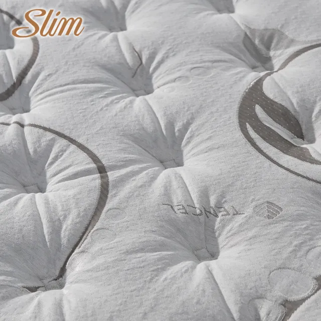 【SLIM】雙人天絲乳膠記憶膠防蹣獨立筒床墊5x6.2尺x23cm-奢華型