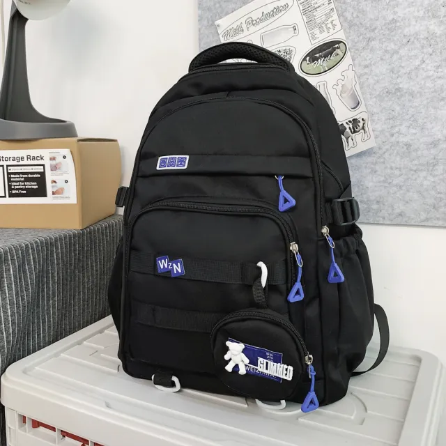 【MoodRiver】多口袋大容量 防潑水機能後背包(登機包 登山背包 電腦包 筆電包 旅行 收納 韓國風格)