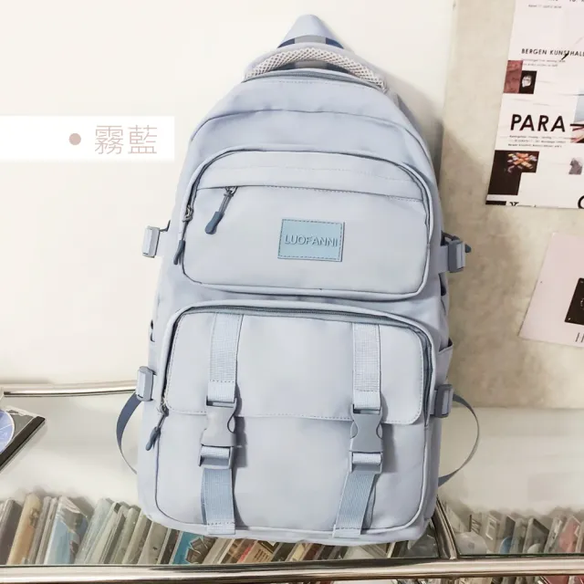 【MoodRiver】多口袋大容量 防潑水機能後背包(登機包 登山背包 電腦包 筆電包 旅行 收納 韓國風格)