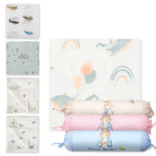 【bimbidreams 奇哥】★網購獨家★西班牙製竹纖維紗布包巾 120x120cm+比得兔窩心迷你枕(紗布被 哺乳巾)