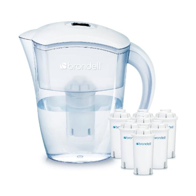 【Brondell】美國邦特爾 H2O+ 長效濾水壺 （白）＋八周長效濾芯（7入）(共1壺7芯)