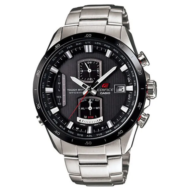 【CASIO】EDIFICE系列 終極元素太陽能電波運動錶(鋼帶-銀黑 EQW-A1110DB-1ADR)