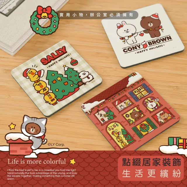 【收納王妃】LINE 聖誕節系列 軟式珪藻土杯墊 10*10cm 杯墊 硅藻土(2入/組)