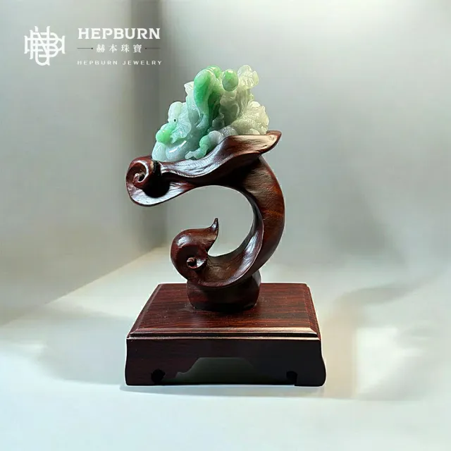 【赫本珠寶】碧玉白菜百財翡翠雕件擺飾