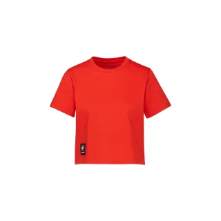 【Mammut 長毛象官方直營】Massone T-Shirt Cropped Patch 有機棉短版短袖T恤 經典紅 女款 #1017-05180