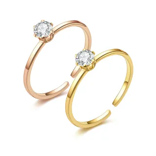 【VIA】鈦鋼戒指 單鑽戒指/輕奢閃耀單鑽設計316L鈦鋼戒指 開口戒(2色任選)