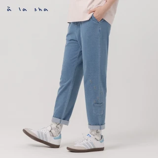 【a la sha】飛飛繡花口袋牛仔褲
