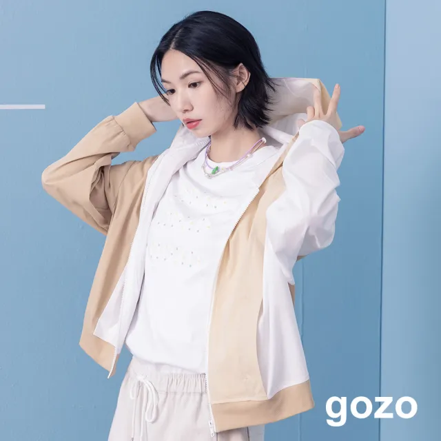【gozo】gz拼接撞色運動連帽外套(兩色)