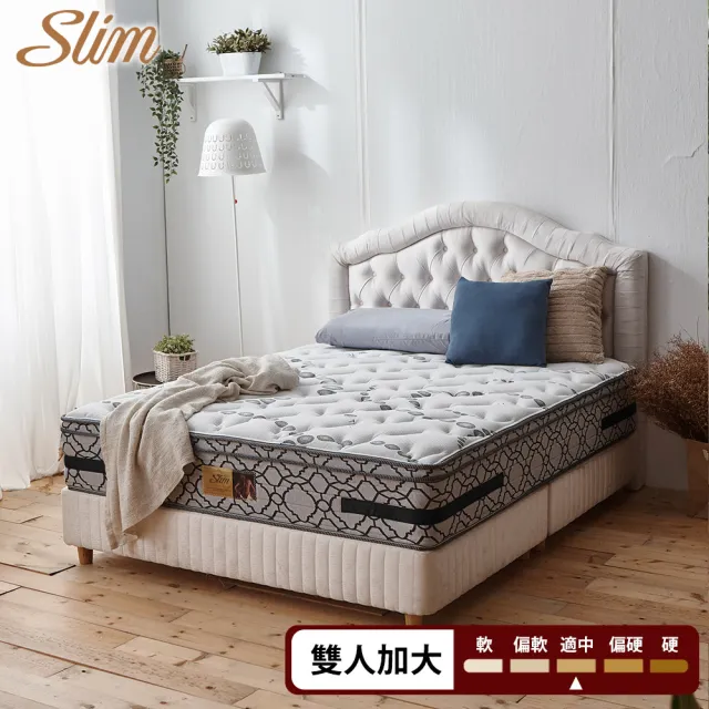 【SLIM】雙人加大銀離子蠶絲乳膠記憶膠獨立筒床墊6x6.2尺x27cm-加厚抗菌型