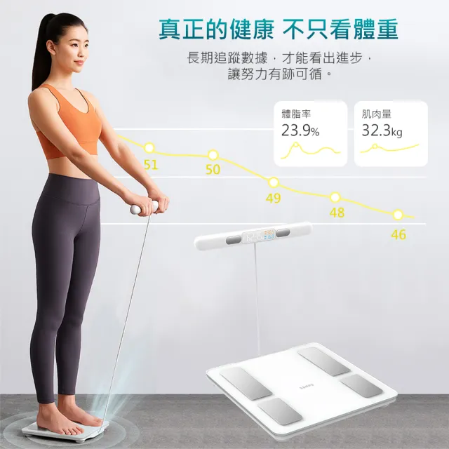 【SAMPO 聲寶】八電極智能體脂計/體重計/體脂機/APP監測(BF-Z2401BL)