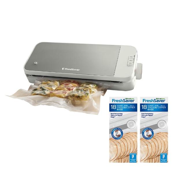 【FoodSaver】(福利品)美國FoodSaver-真空保鮮機VS2150+真空夾鏈袋36入(真空機/包裝機/封口機)