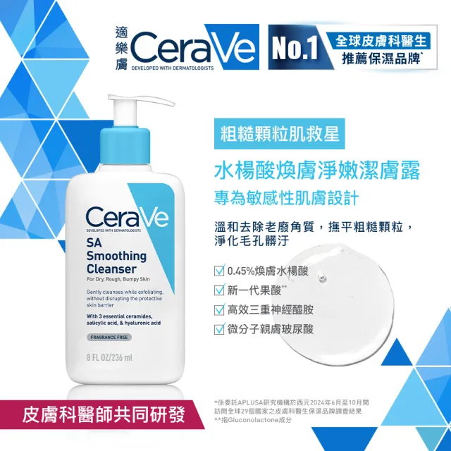 【CeraVe適樂膚】超值戰痘全配組★淨膚白泥抗粉痘潔面露+多重酸煥膚修護精華+水楊酸煥膚淨嫩潔膚露_C