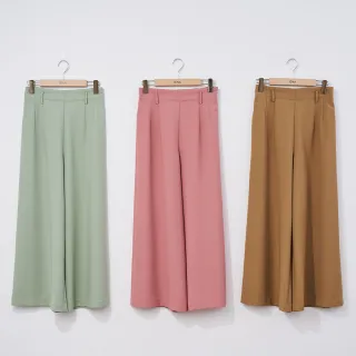 【IENA】質感斜紋布修身寬褲(#5278009 日本布料、素面寬褲 卡色/粉色/淺綠色)