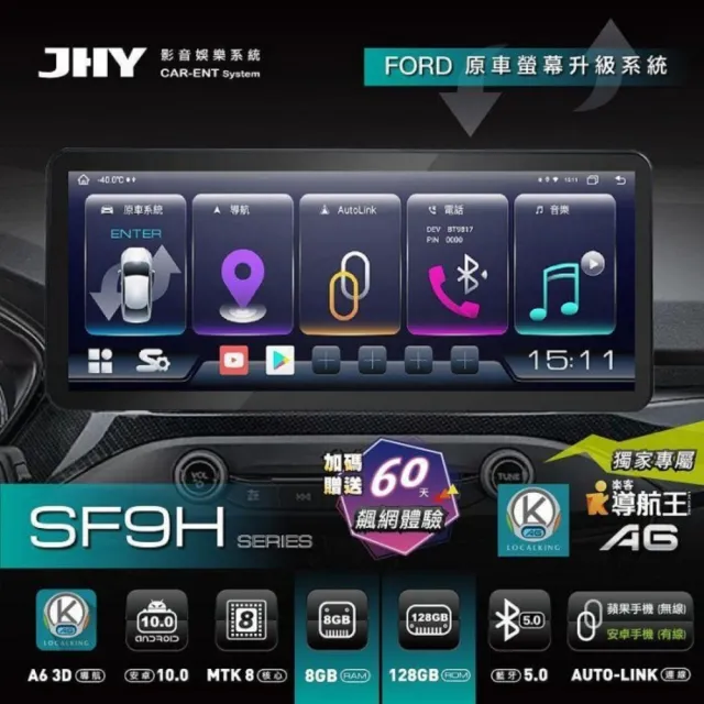【JHY】SF9H 12.3吋 FORD FOCUS/KUGA原車換屏專用主機送安裝_不含修飾框(車麗屋)