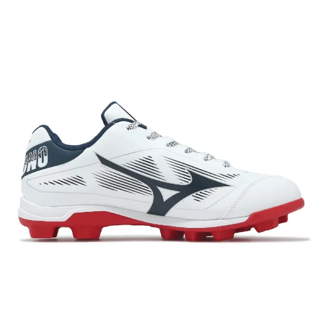 【MIZUNO 美津濃】棒壘球鞋 Cushionrevo DIA 寬楦 男鞋 白 藍 紅 支撐 11GP2560-14