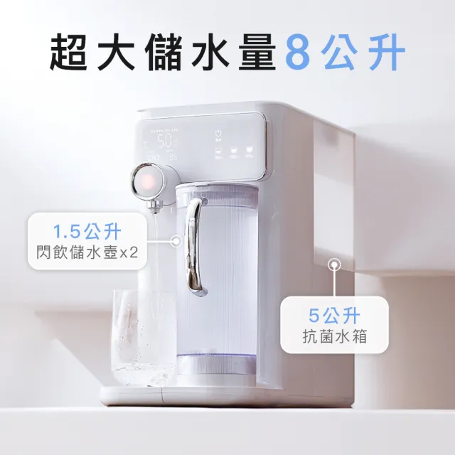 【POIEMA】DrinkUP 冰溫RO瞬熱淨水器(RO逆滲透/SGS認證/美國NSF/雙UVC殺菌/自清潔/閃飲儲水壺/開飲機/D01)