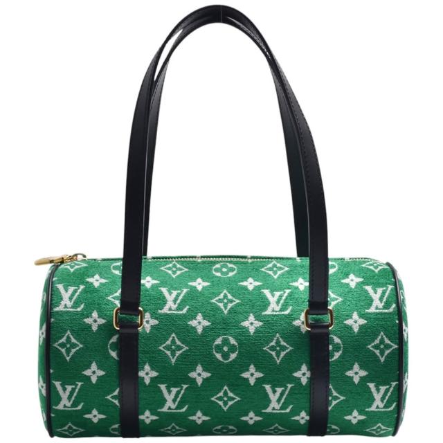 LV LOUIS VUITTON路易威登 M46206 經典 Monogram Jaguar Papillon 系列絨面緹花布手提/肩背包