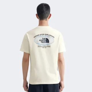 【The North Face】北面男款米白色吸濕排汗短袖T恤｜8DE7QLI(排汗衫)