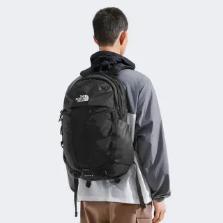 【The North Face】北面男女款黑色DWR防潑水舒適減壓休閒後背包｜52SG4HF