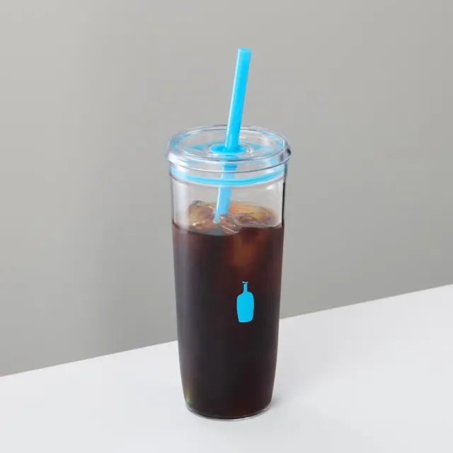 【Blue Bottle Coffee】日本藍瓶咖啡 透明冷水杯20oz 附吸管(咖啡杯/冷飲杯/藍瓶咖啡杯)