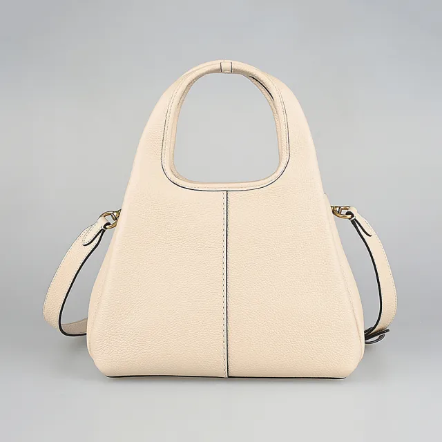 【COACH】COACH Lana 23 23復古C字LOGO縫線設計牛皮手提斜背菜籃包(象牙白)