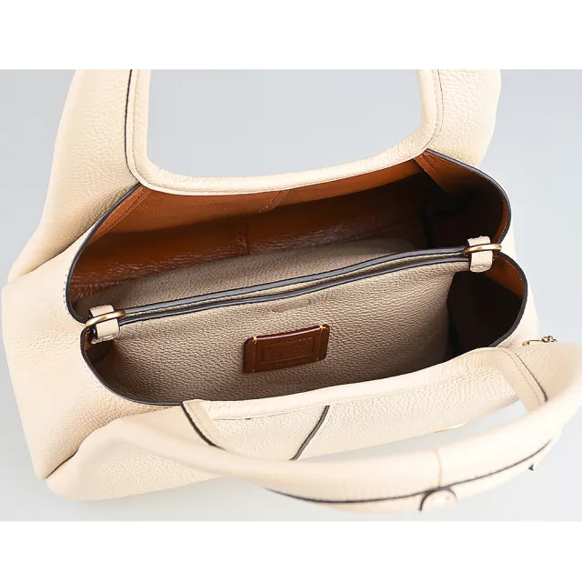 【COACH】COACH Lana 23 23復古C字LOGO縫線設計牛皮手提斜背菜籃包(象牙白)