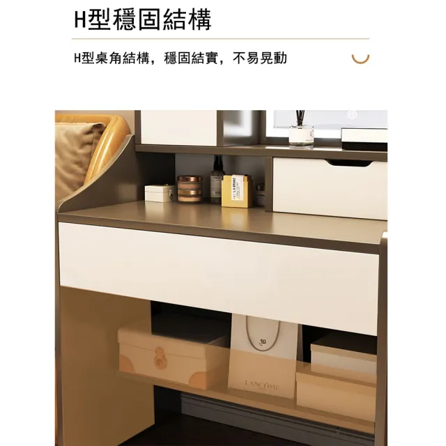 【E-factory】化妝桌 帶燈化妝桌 化妝台 梳妝桌 梳妝台 鏡台 收納化妝台(110-梳妝台60公分（灰色）)