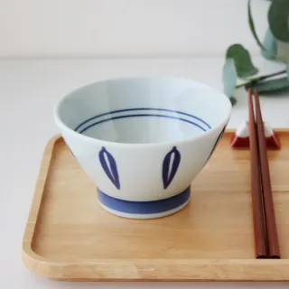 【Just Home】日本製波佐見燒4.8吋陶瓷飯碗-葉紋(300mL 碗 碗盤 湯碗 飯碗)
