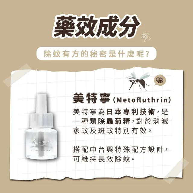 【鱷魚】鱷魚水性液體電蚊香雙罐裝-12組(日本原體、有效防治登革熱病媒蚊及小黑蚊)